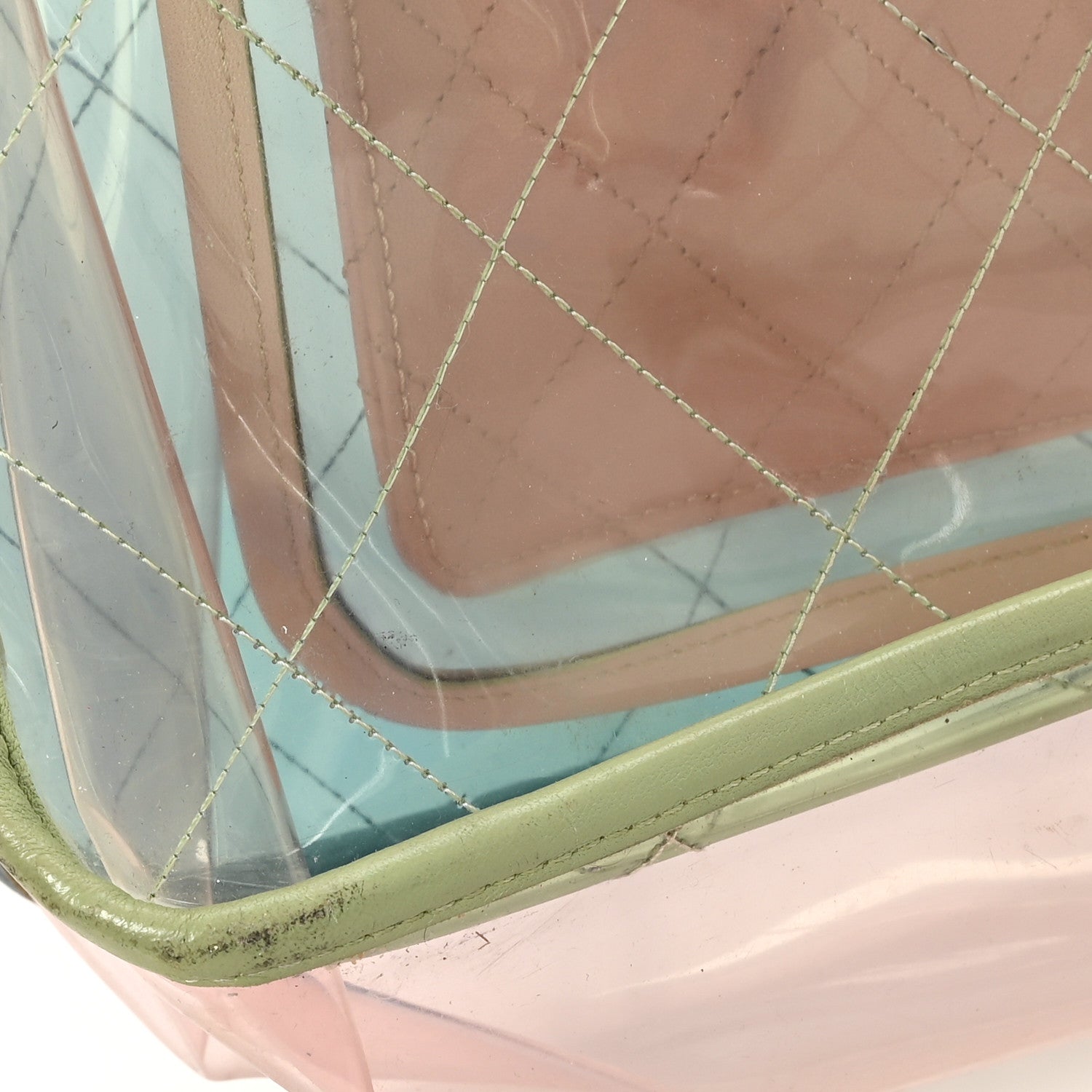 Chanel PVC Lambskin Stitched Medium Coco Splash Shopping Bag Blue Green Pink 11 of 12