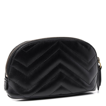 Gucci Calfskin Matelasse GG Marmont Pouch Cosmetic Case Black 3 of 7