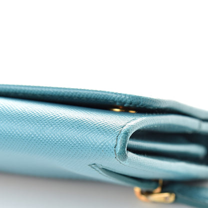 Prada Saffiano Metal Continental Flap Wallet Turchese 9 of 11