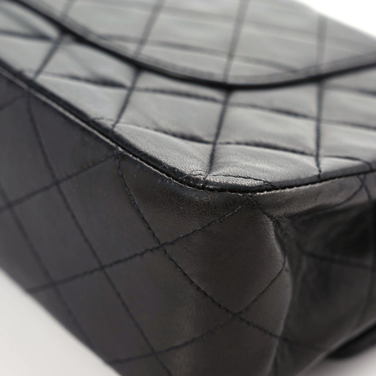 Lambskin Quilted Medium Double Flap Black