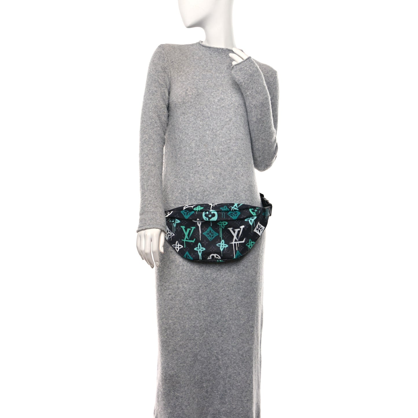 Monogram Eclipse LV Graffiti Discovery Bumbag Green Lights