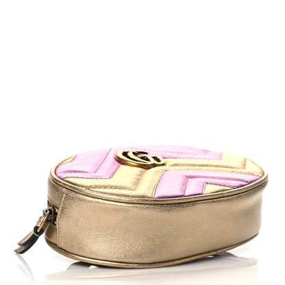 Gucci Metallic Nappa Matelasse Heart GG Marmont Belt Bag 85 34 Oro Vecchio Rosa 4 of 11