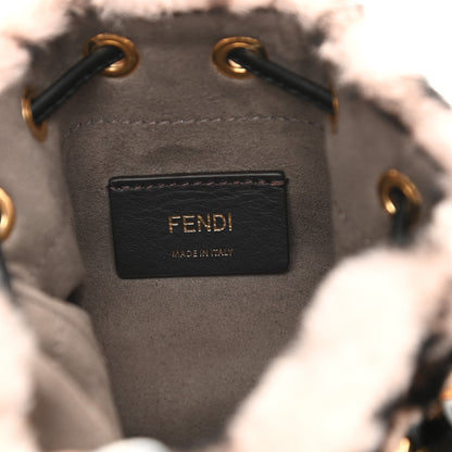 Fendi Shearling F is Fendi Macro FF 1974 Diagonal Mini Mon Tresor Bucket Bag Light Rose Black 6 of 11