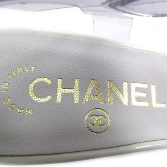 PVC Patent Platform Shoes 37.5 White and Gold