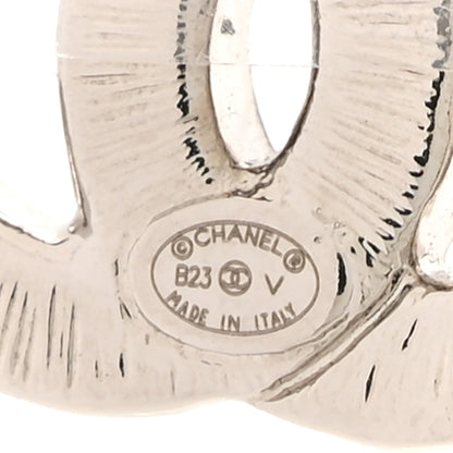 Chanel Baguette Crystal Double CC Earrings Silver 4 of 5