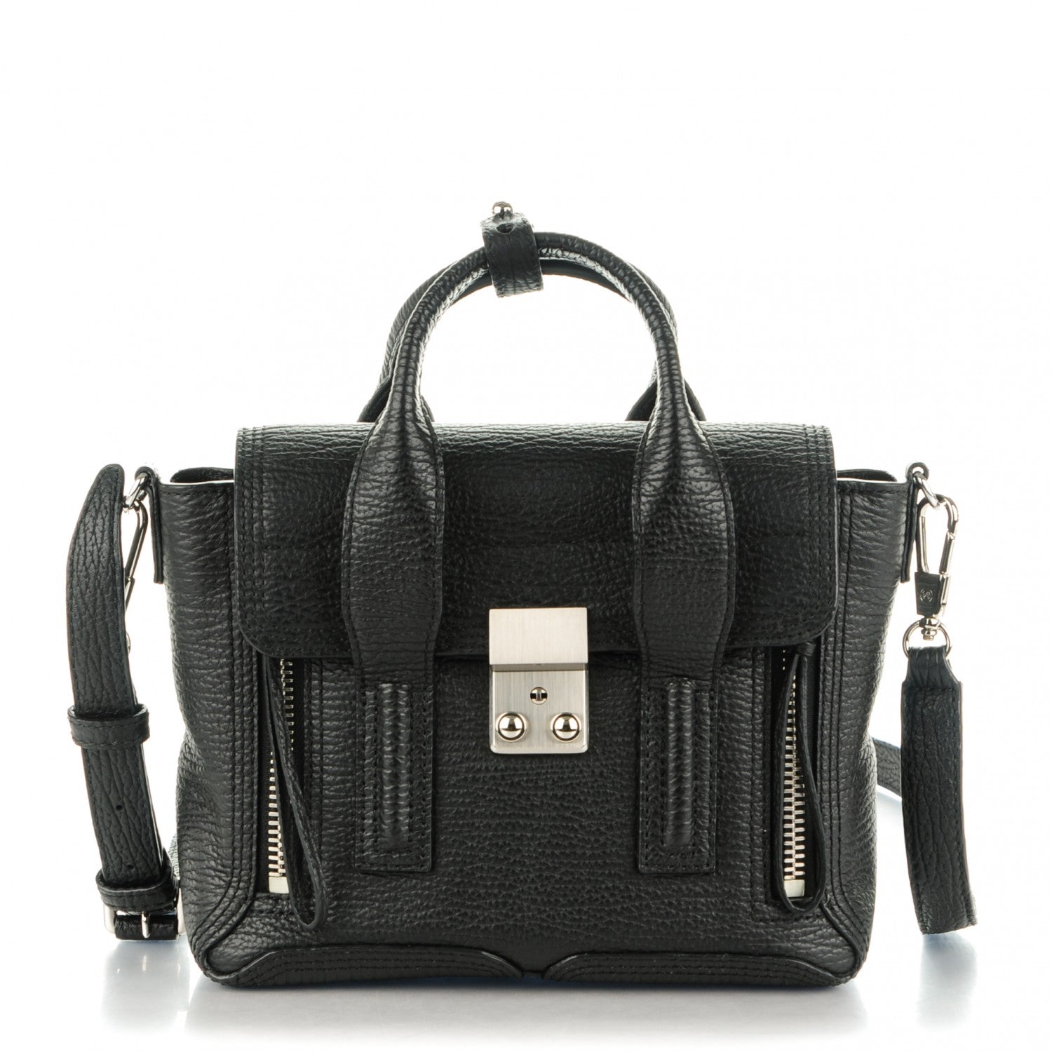 3.1 Phillip Lim 3.1 Textured Calfskin Mini Pashli Satchel Black 1 of 8