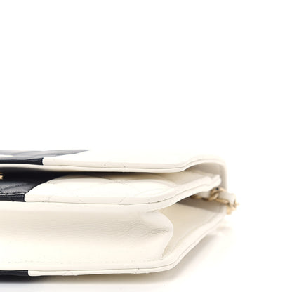 Chanel Lambskin Quilted Wallet On Chain WOC White Black 9 of 10