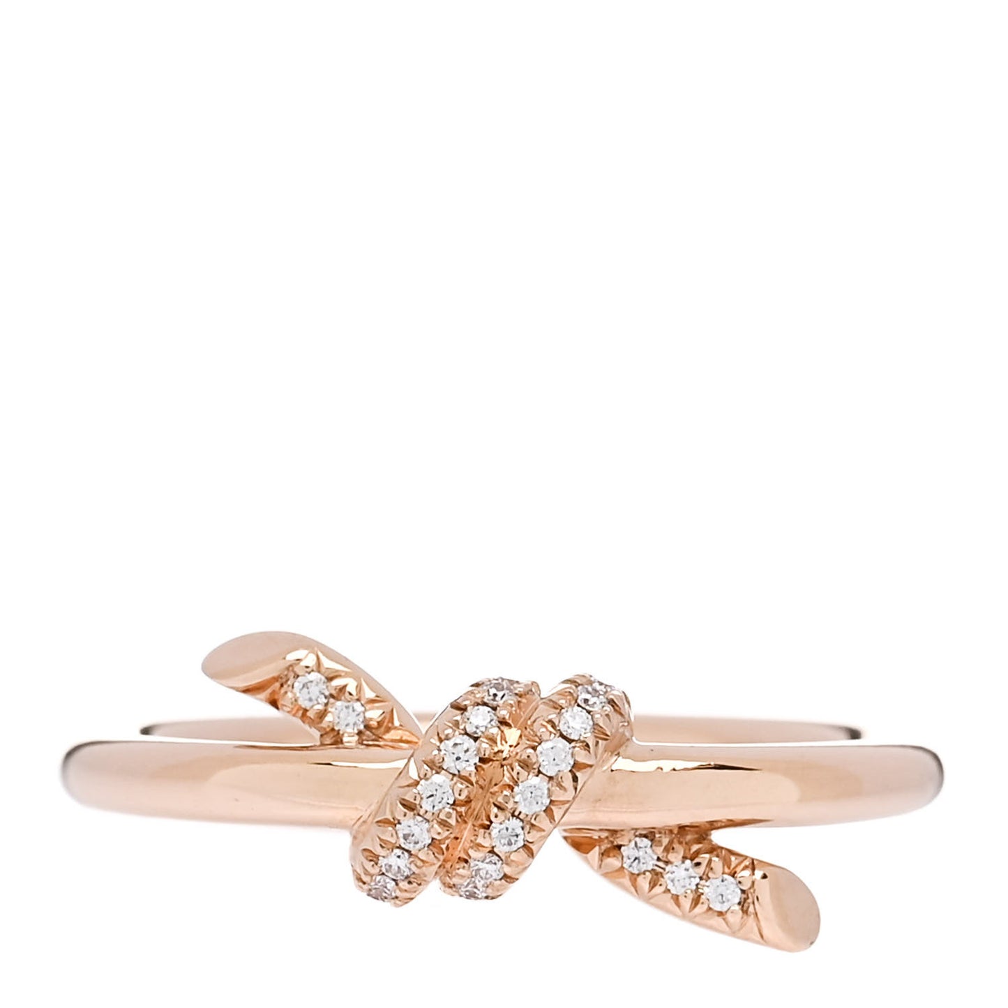 18K Rose Gold Diamond Small Knot Ring 50 5.5