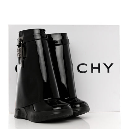 Givenchy Patent Shark Lock Biker Ankle Boots 38 Black 8 of 8