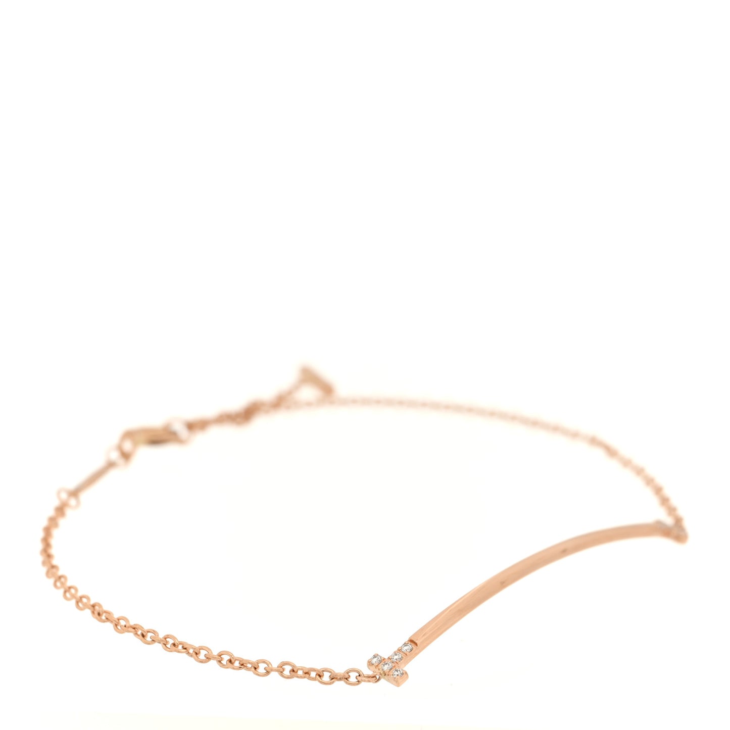 18K Rose Gold Diamond Mini T Smile Bracelet