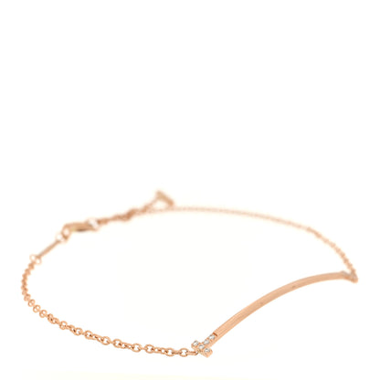 Tiffany 18K Rose Gold Diamond Mini T Smile Bracelet 1 of 4