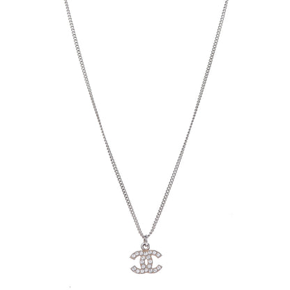 Chanel Crystal CC Necklace Silver 1 of 6