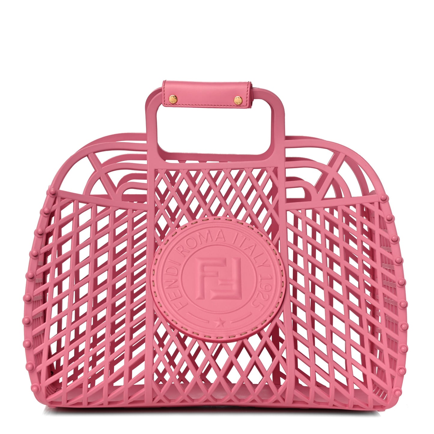 Recycled Plastic Vitello Liberty Matte Small Fendi Basket Rosa