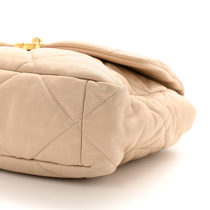 Chanel Lambskin Quilted Large Chanel 19 Flap Beige 10 of 11