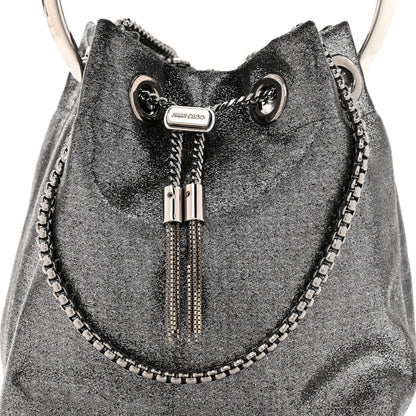 Jimmy Choo Metallic Fabric Bon Bon Bag Bucket Bag Silver 9 of 11