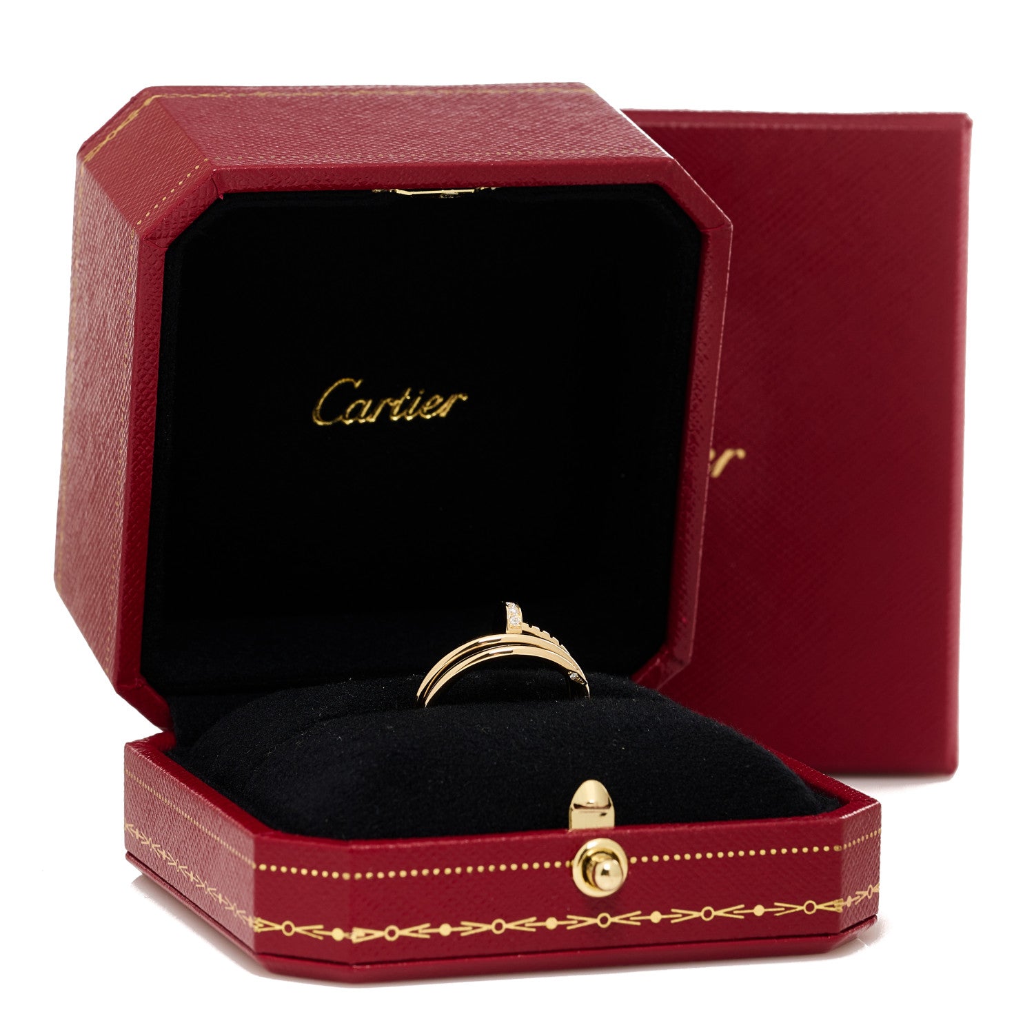 Cartier 18K Yellow Gold Diamond Double Juste Un Clou Ring 53 6.5 5 of 5