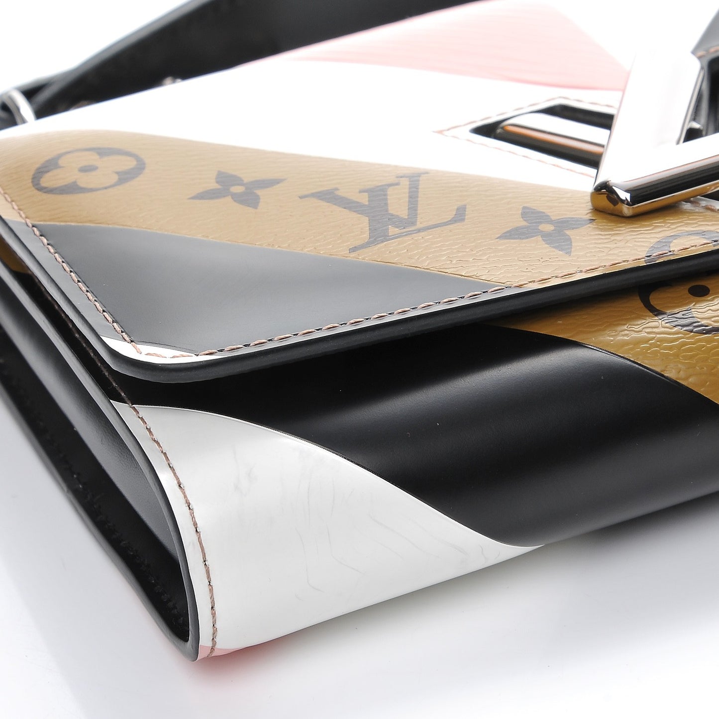 Epi Reverse Monogram Twist Chain Wallet Rose Ballerine