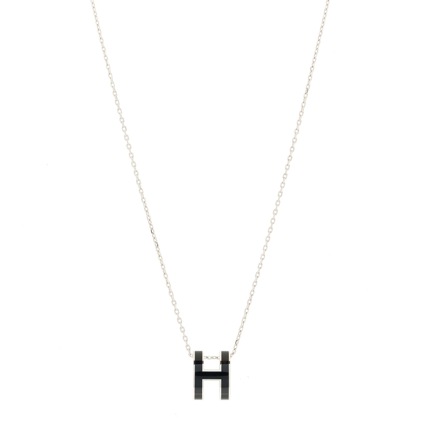 Lacquered Palladium Pop H Pendant Necklace Black