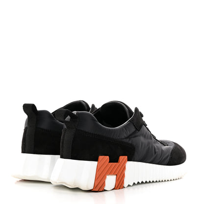 Hermes Parachute Fabric Suede Goatskin Bouncing Sneakers 37 Black 4 of 18