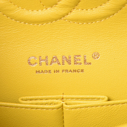Chanel Lambskin Chevron Quilted Medium Double Flap Yellow 7 of 9