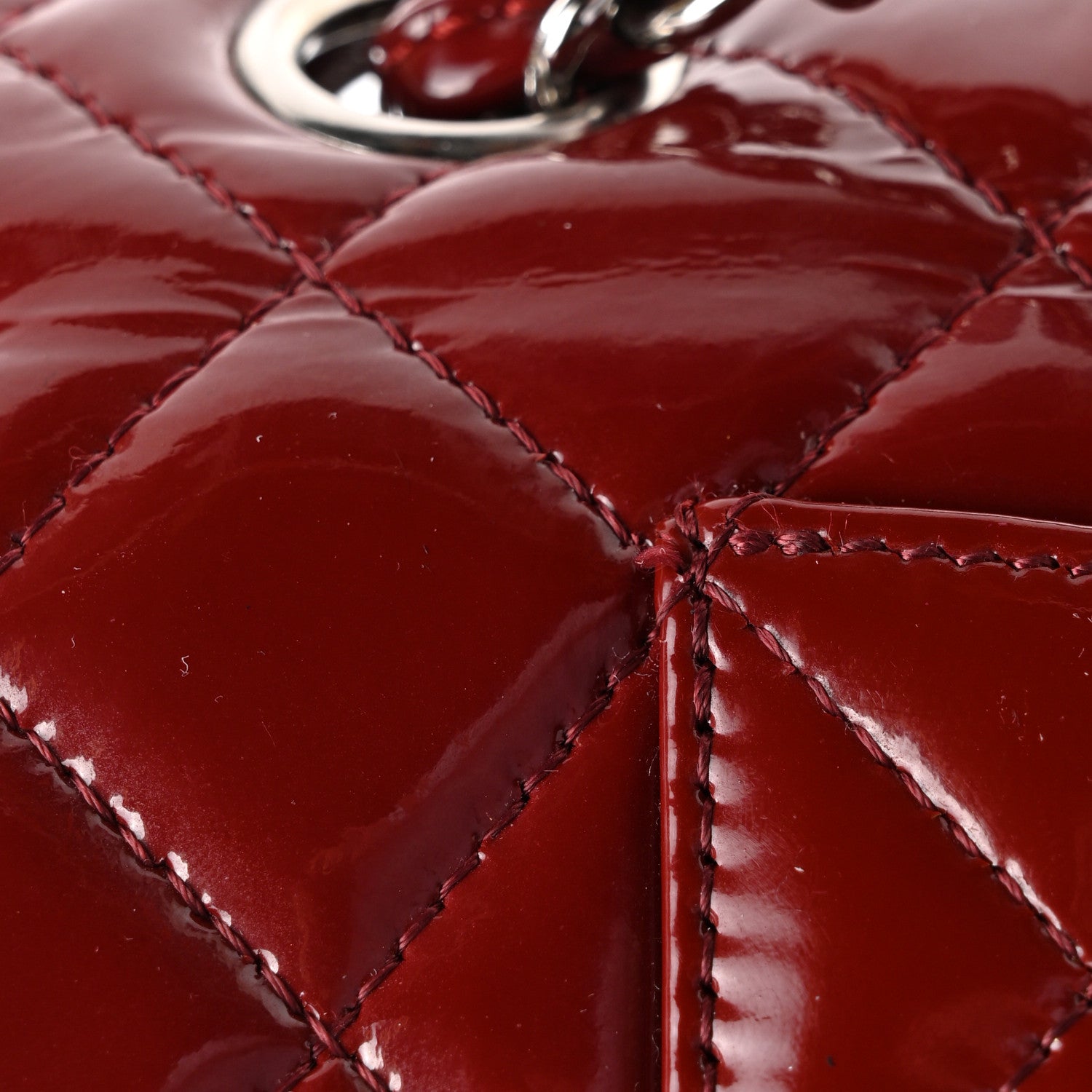 Chanel Patent Calfskin Quilted Medium Double Flap Dark Red 18 of 18