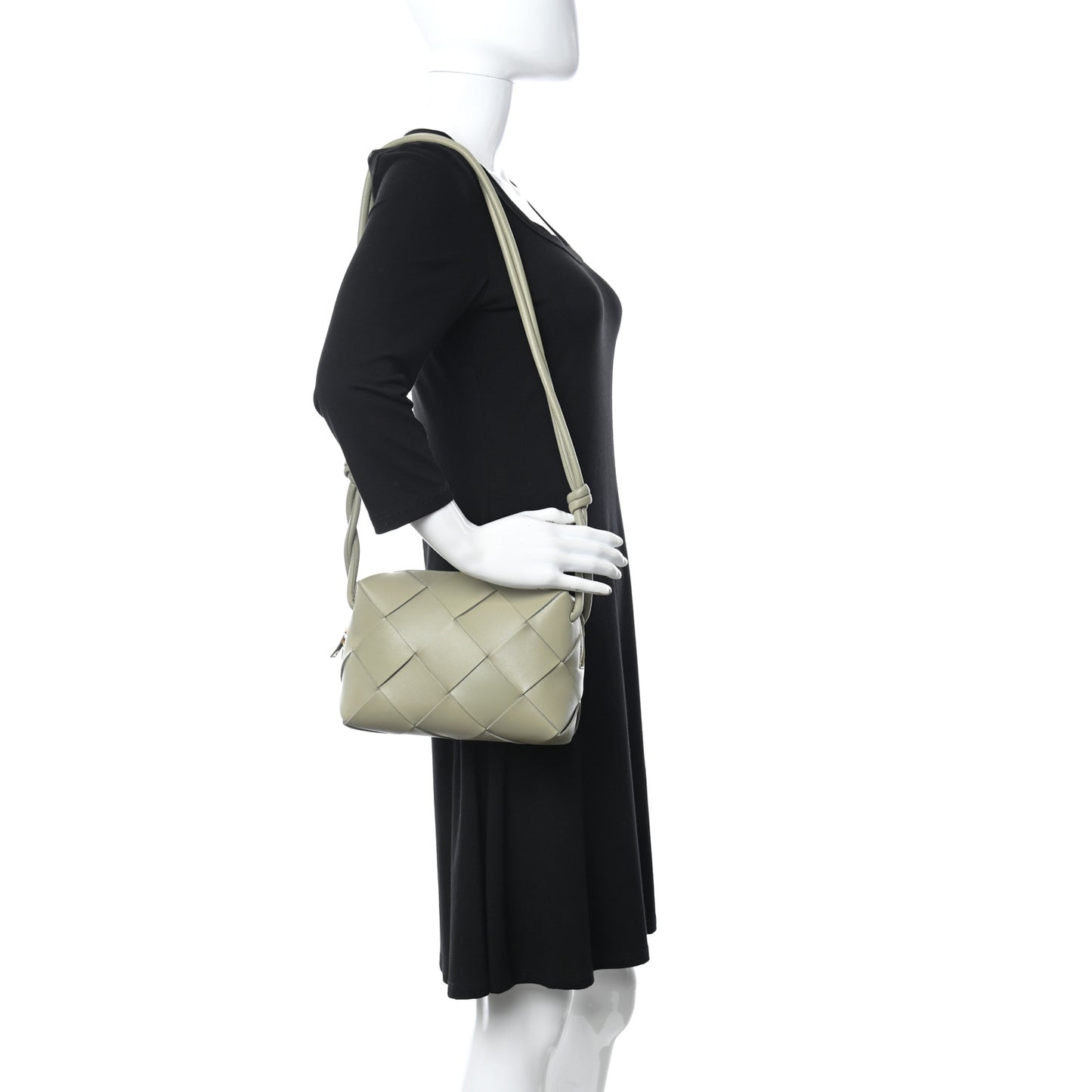 Lambskin Maxi Intreccio Small Cassette Camera Bag Travertine