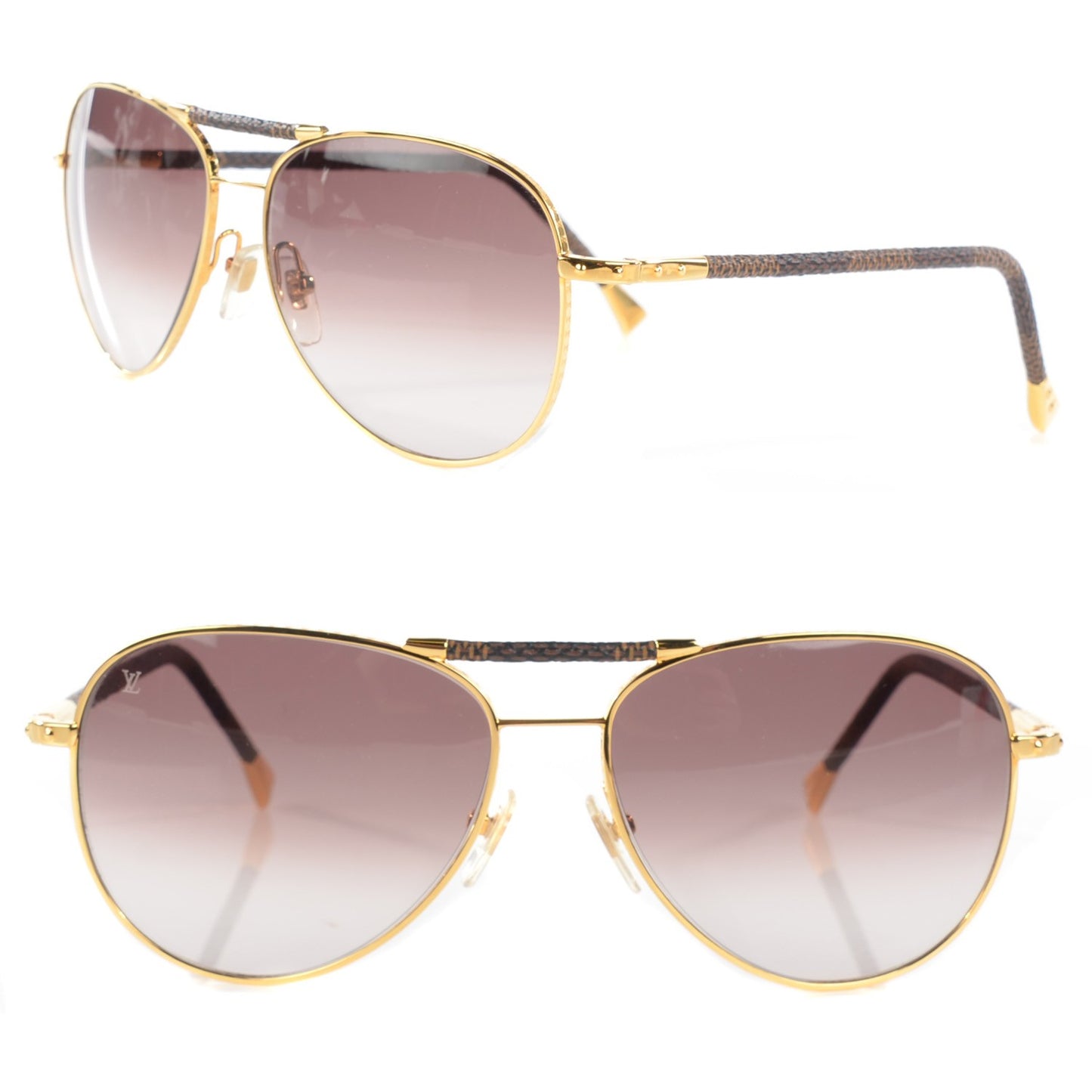 Damier Ebene Conspiration Pilote Sunglasses Z0202U Gold