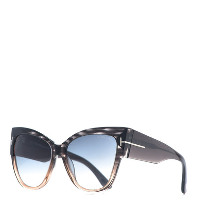 Tom Ford Acetate Anoushka Cat Eye Sunglasses TF371 Melange Grey Peach 1 of 7