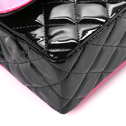 Chanel Patent Calfskin Quilted Bi-Color Mini Rectangular Flap Pink Black 10 of 11