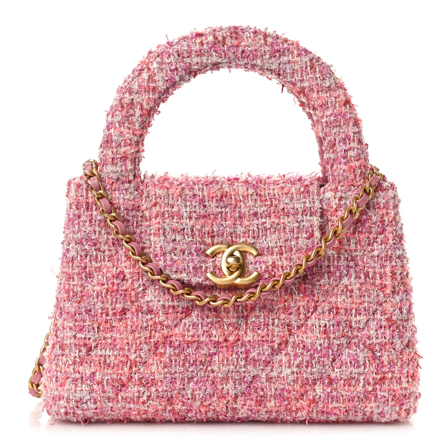 Chanel Tweed Quilted Nano Kelly Shopper Pink 1 of 9