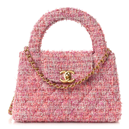 Chanel Tweed Quilted Nano Kelly Shopper Pink 1 of 9