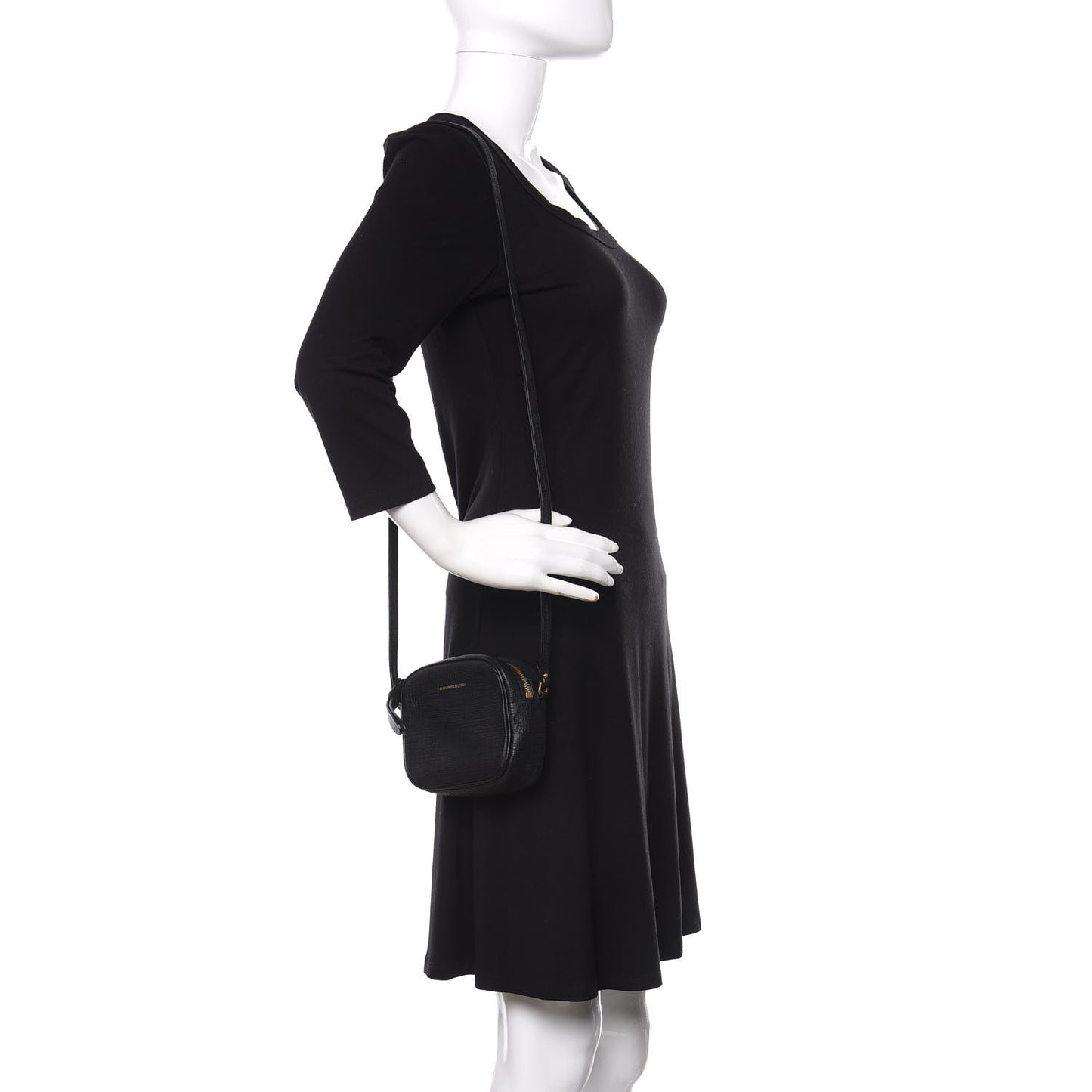 Textured Calfskin Mini Camera Bag Black