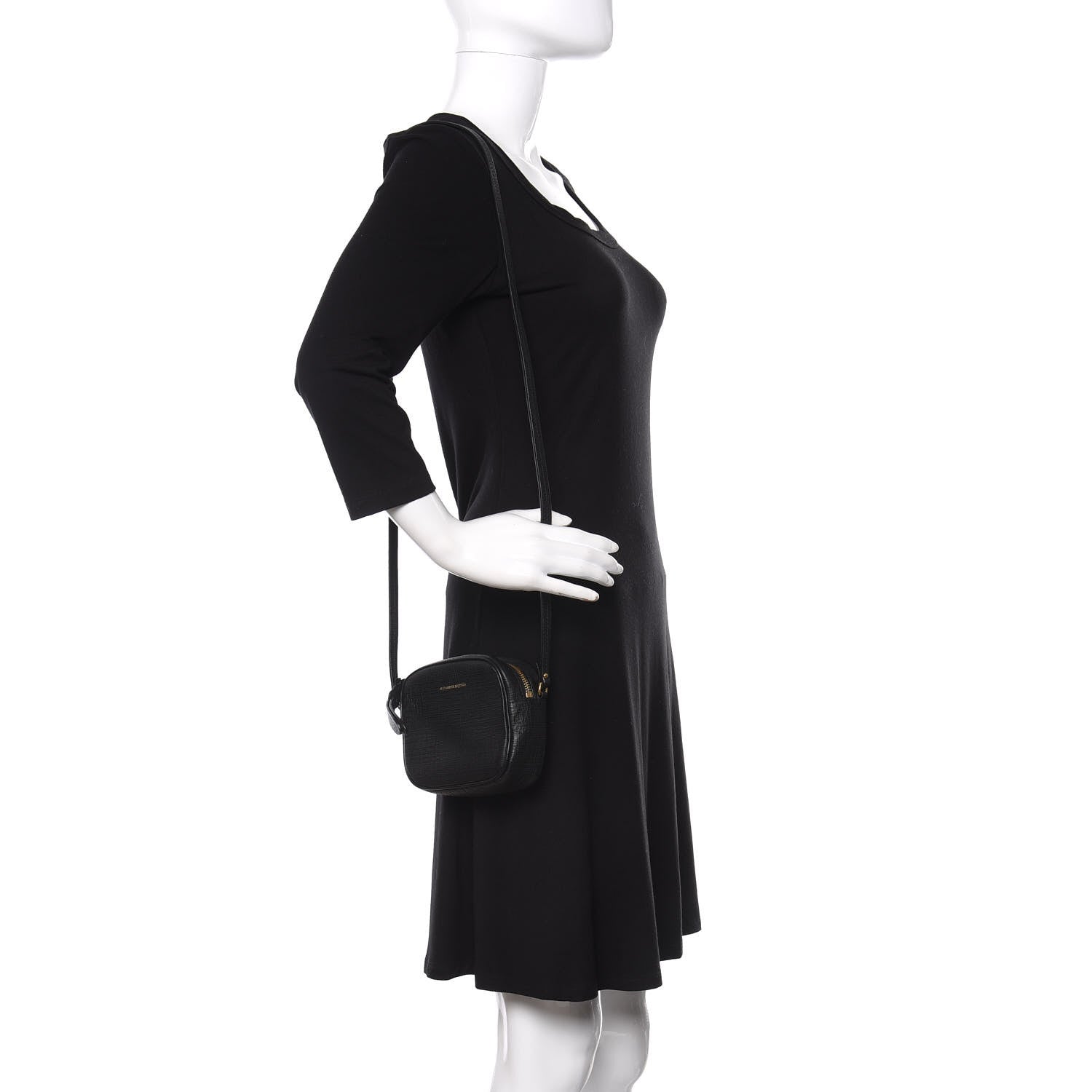Alexander McQueen Textured Calfskin Mini Camera Bag Black 2 of 10