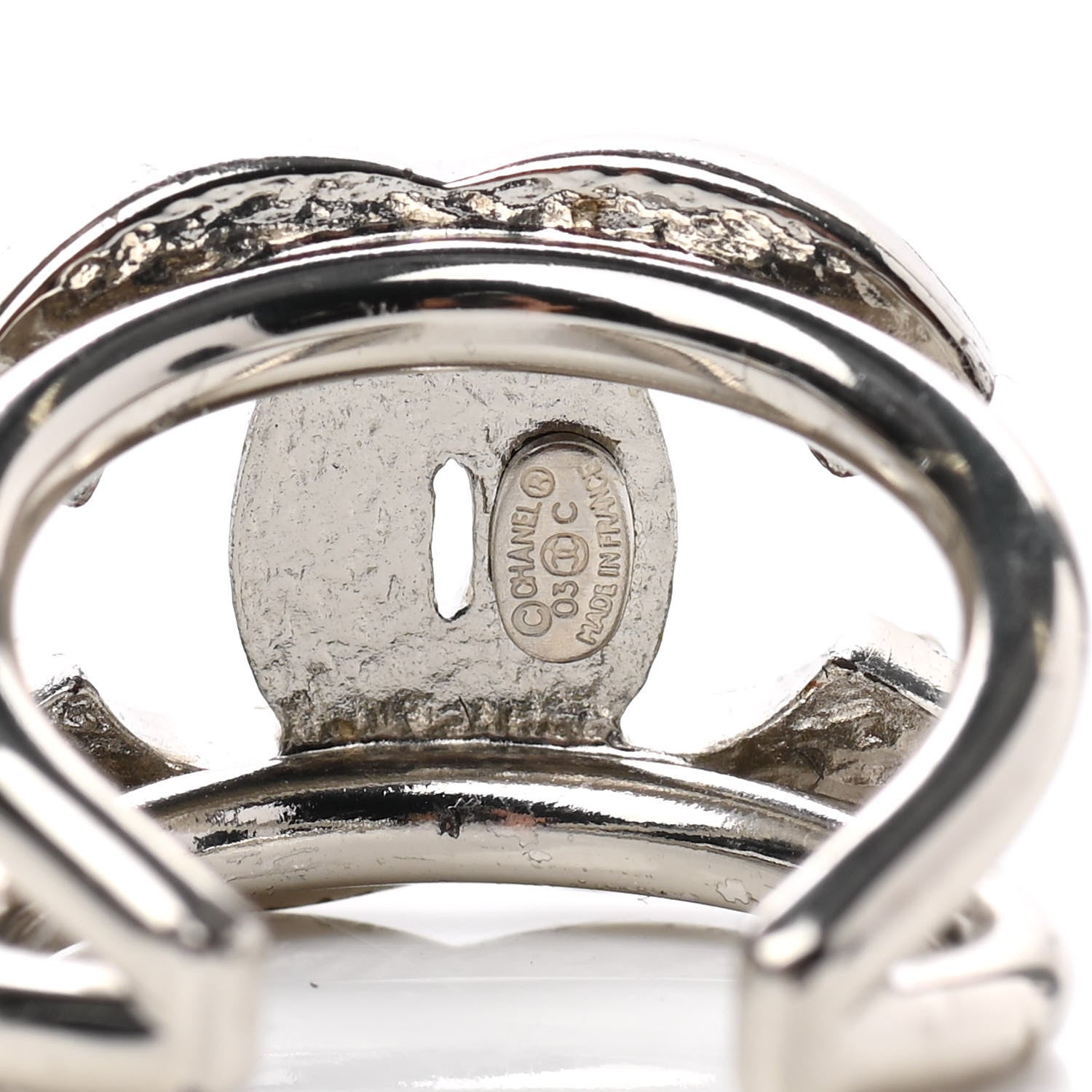 Chanel Metal Pearl CC Ring 6.5 Silver 4 of 7