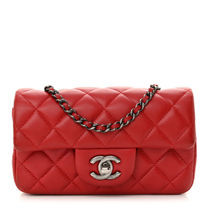 Chanel Lambskin Quilted Extra Mini Rectangular Flap Red 1 of 15