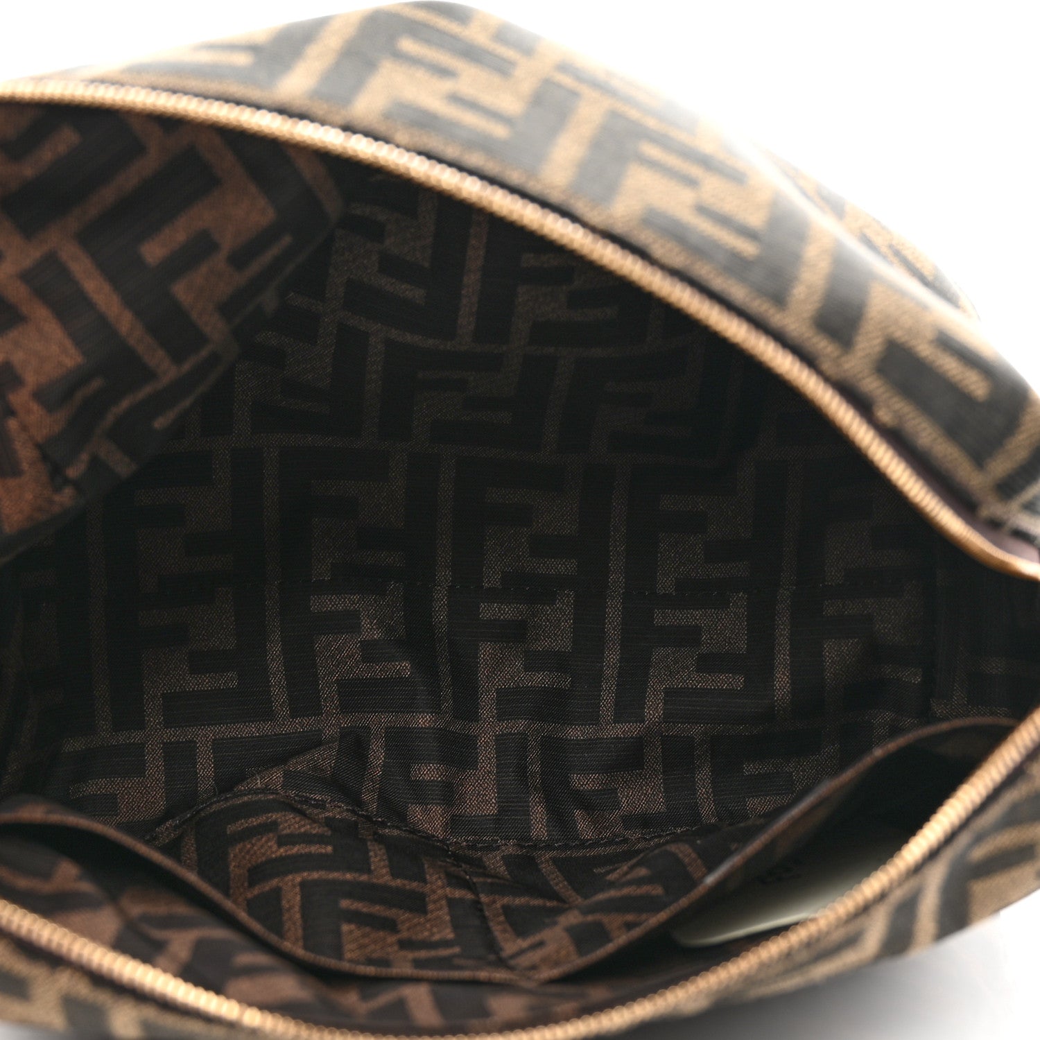 Fendi Fabric Jacquard FF 1974 Medium Trapezoid Beauty Pouch Tobacco Moro Black 5 of 7