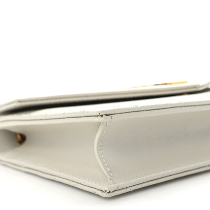 Saint Laurent Grain De Poudre Matelasse Chevron Monogram Envelope Chain Crema Soft 8 of 10