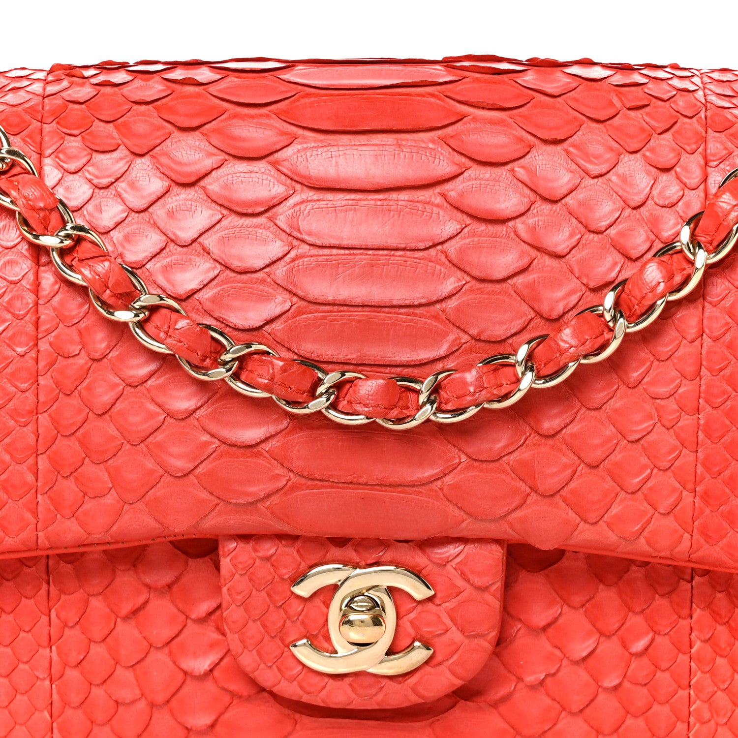 Chanel Snakeskin Medium Double Flap Red 9 of 11