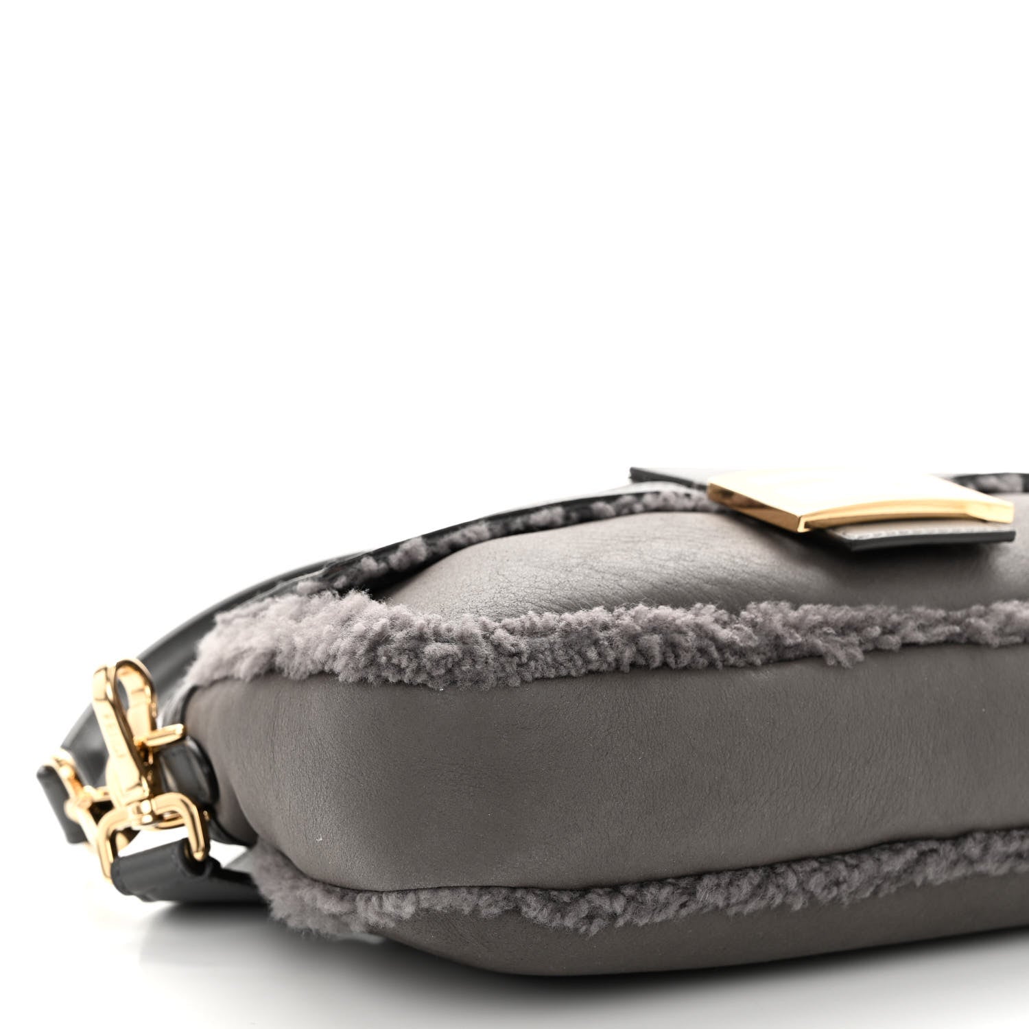 Fendi Lambskin Shearling Baguette Anthracite 8 of 9