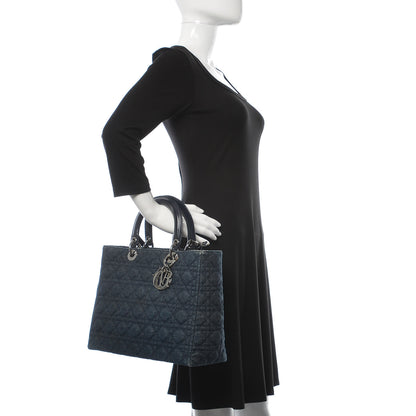 Christian Dior Denim Cannage Large Lady Dior Tote Blue 3 of 14