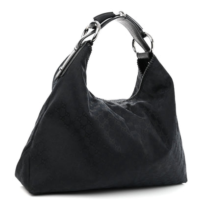 Gucci Monogram Large Horsebit Chain Hobo Black 3 of 15