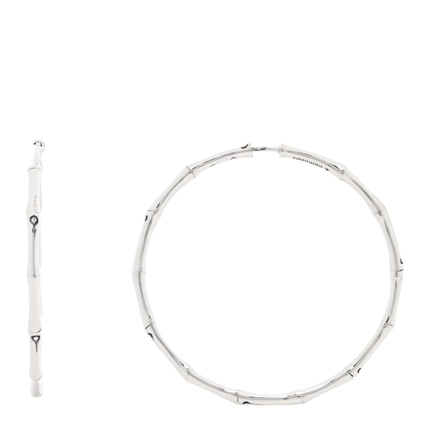 Sterling Silver 57mm Bamboo Hoop Earrings