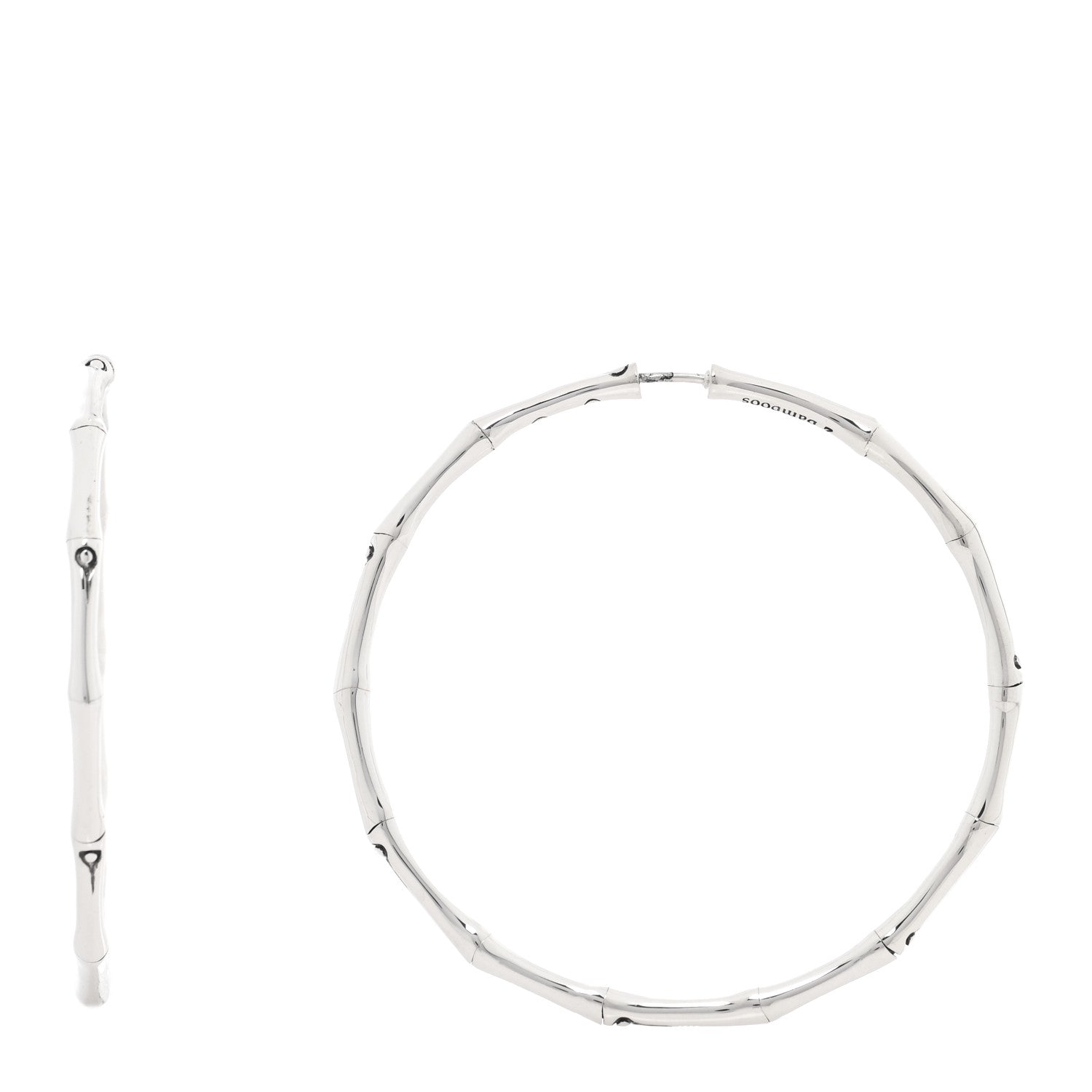 John Hardy Sterling Silver 57mm Bamboo Hoop Earrings 1 of 4