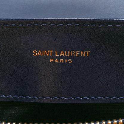 Saint Laurent Calfskin Y Quilted Monogram Small Loulou Chain Satchel Blue Charron 6 of 12
