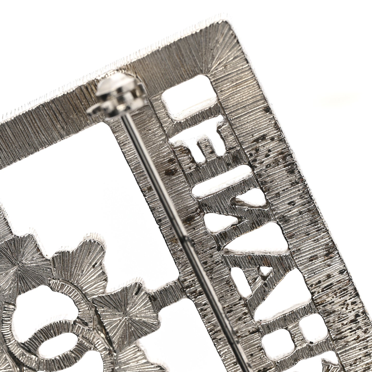 Swarovski Baguette Crystal CC Shield Brooch Silver