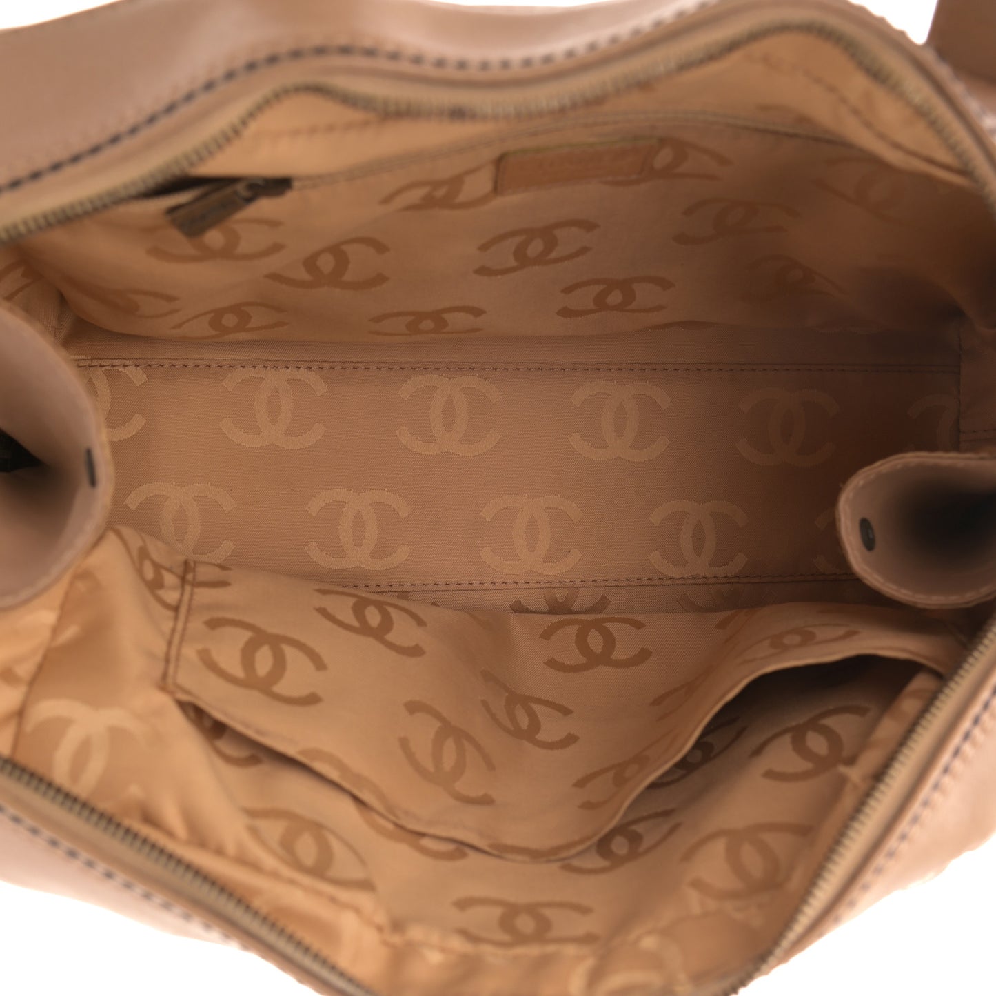 Calfskin Contrast Stitch Surpique Bowler Beige