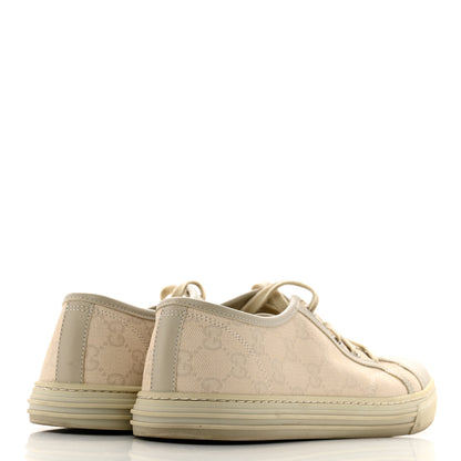 Gucci Washed Cotton GG Monogram Calfskin Womens Low Top Sneakers 40 White Mystic White Great White 5 of 11