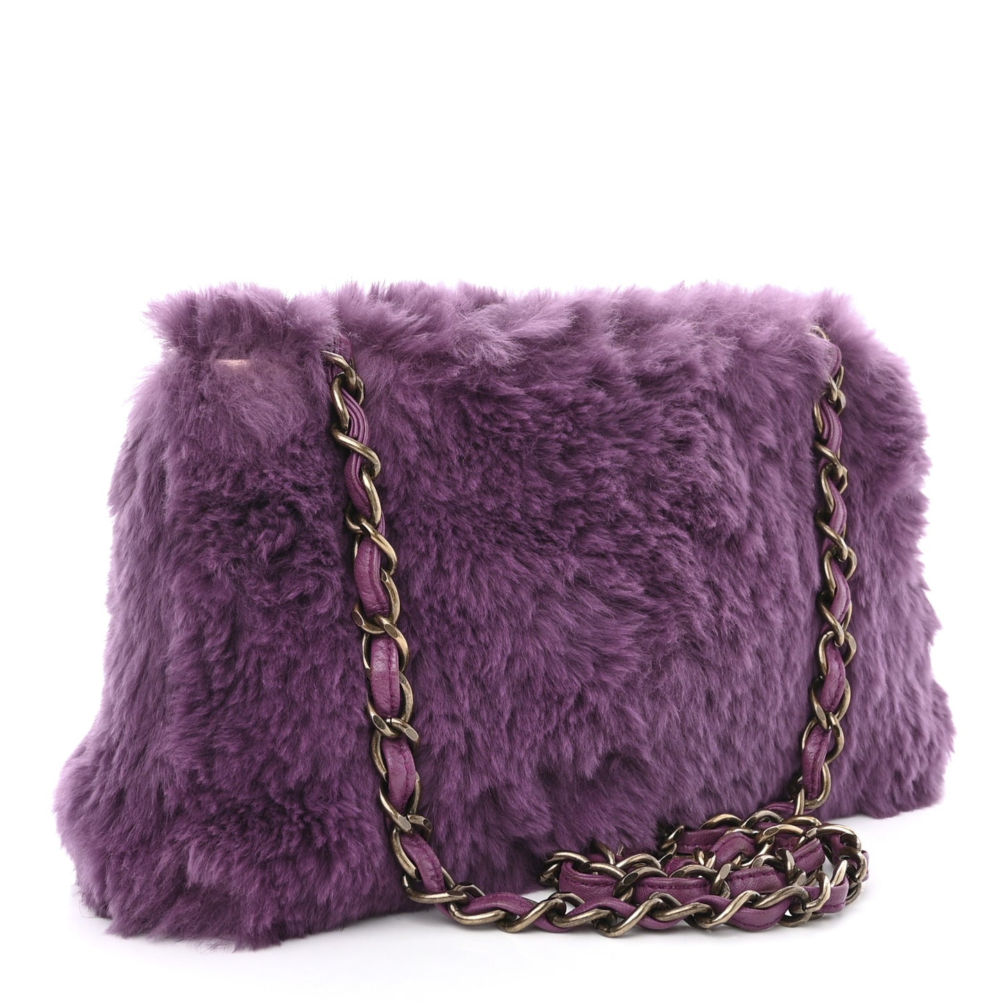 Rabbit Fur Shoulder Bag Purple