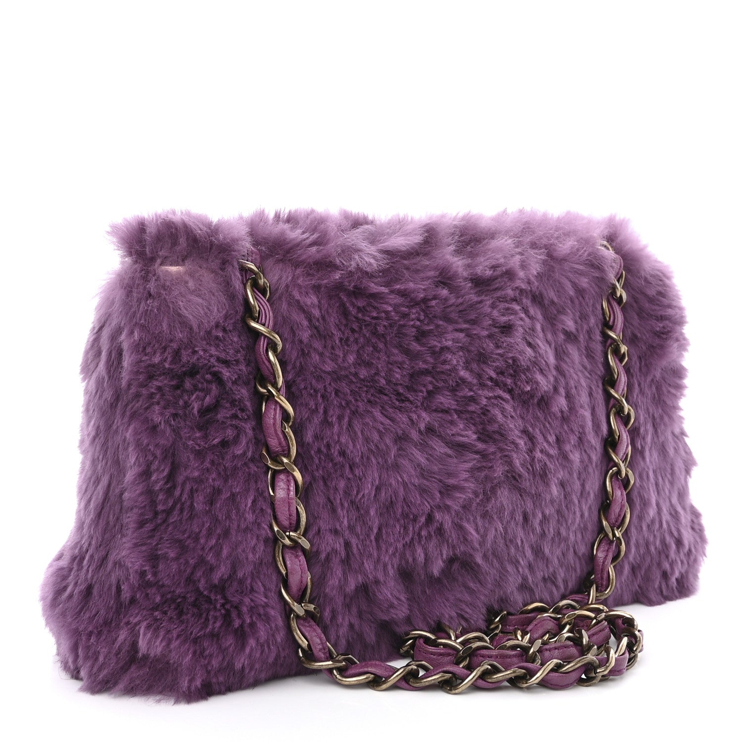 Chanel Rabbit Fur Shoulder Bag Purple 3 of 12