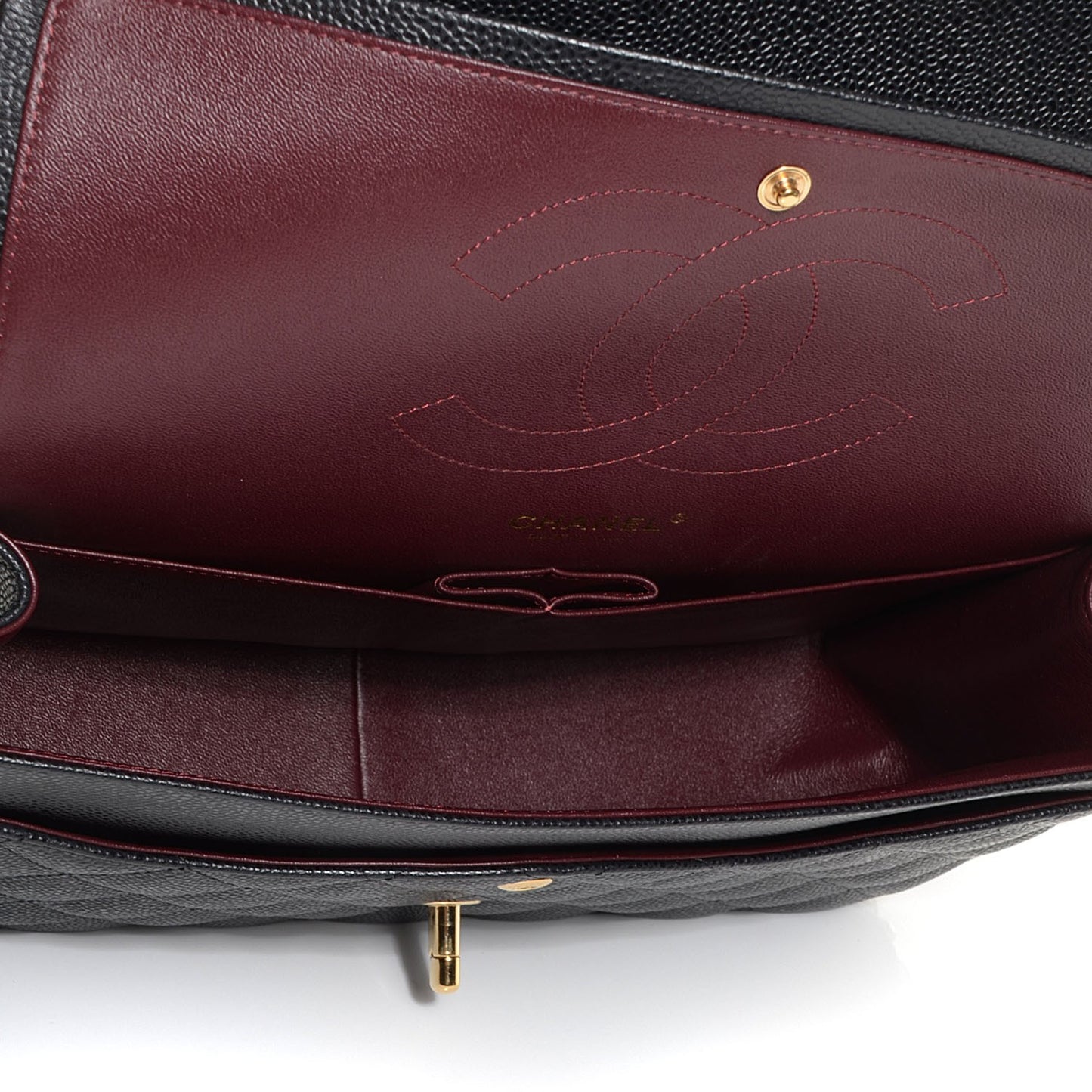 Caviar Quilted Jumbo Double Flap Black